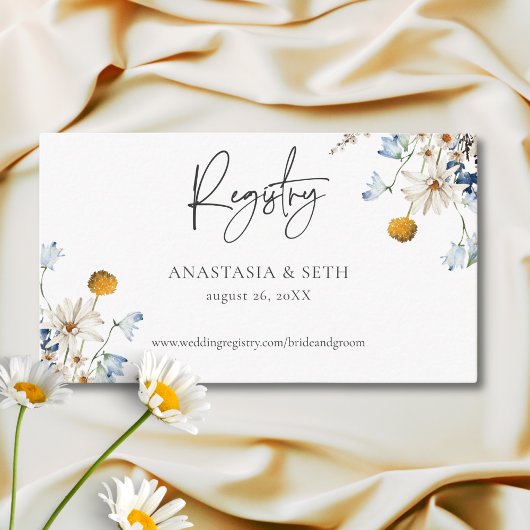 Rustic Blue Wildblumen & Daisies Duschregister Begleitkarte