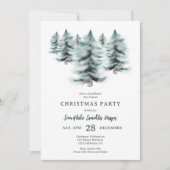 Rustic Blue Winter Schnee Pines Weihnachtsgeschäft Einladung (Vorderseite)