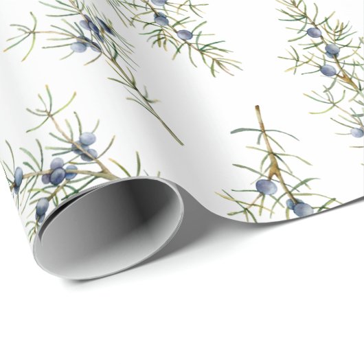 Rustic Blue Winterberry Branches Weihnachtsgeschen Geschenkpapier (Rolleneckpunkt)