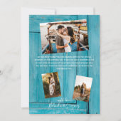 Rustic Blue Wood 4 Fotos Hochzeit Danke Karte (Vorderseite)