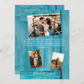 Rustic Blue Wood 4 Fotos Hochzeit Danke Karte (Vorne/Hinten)
