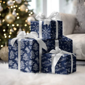 Rustic Blue Wood Christmas Frost Geschenkpapier Set
