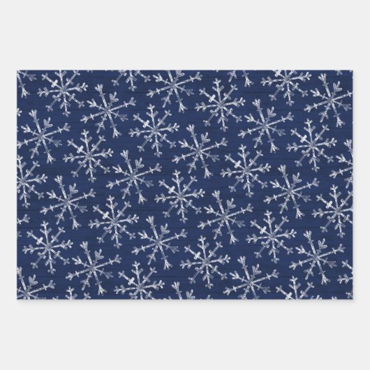 Rustic Blue Wood Christmas Frost Geschenkpapier Set (Vorderseite 2)