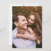 Rustic Blue Wood Elegantes Script Foto Hochzeit Save The Date (Rückseite)