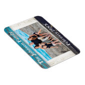 Rustic Blue Wood Family Name Photo Frame Magnet (Rechte Seite)