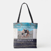 Rustic Blue Wood Family Name Photo Frame Tasche (Rückseite)