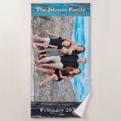Rustic Blue Wood Family Name Photo Strandtuch (Vorderseite)