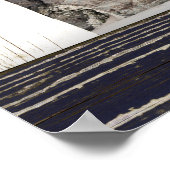 Rustic Blue Wood Frame Family Name Photo Poster (Ecke)