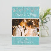 Rustic Blue Wood Frohe Weihnachtskarte Feiertagskarte (Stehend Vorderseite)
