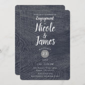 Rustic Blue Wood Grain Modernes Barn Brautparty Einladung (Vorne/Hinten)