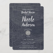 Rustic Blue Wood Grain Modernes Barn Brautparty Einladung (Vorne/Hinten)