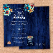 Rustic Blue Wood I Do GRILLEN Engagement Party Einladung