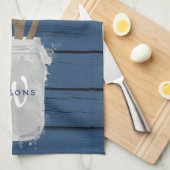 Rustic Blue Wood Jar Spoon Familienküche Geschirrtuch (Viertel Falte)