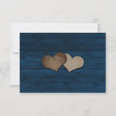 Rustic Blue Wood Lace Sunflower Wedding RSVP (Rückseite)