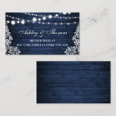 Rustic Blue Wood Lace Wedding Registrierungskarte Begleitkarte (Vorne/Hinten)