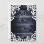 Rustic Blue Wood Lace Wedding Save The Date (Rückseite)