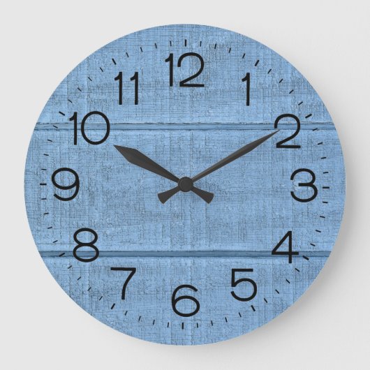 Rustic Blue Wood Large Clock Große Wanduhr (Vorderseite)