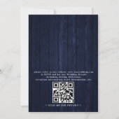 Rustic Blue Wood Lavender Elegant QR Code Wedding Einladung (Rückseite)