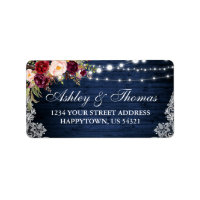 Rustic Blue Wood Lights Lace Floral Address