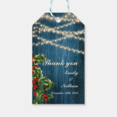 Rustic Blue Wood Lights Weihnachts-Gastgeschenk Ho Geschenkanhänger (Rückseite)