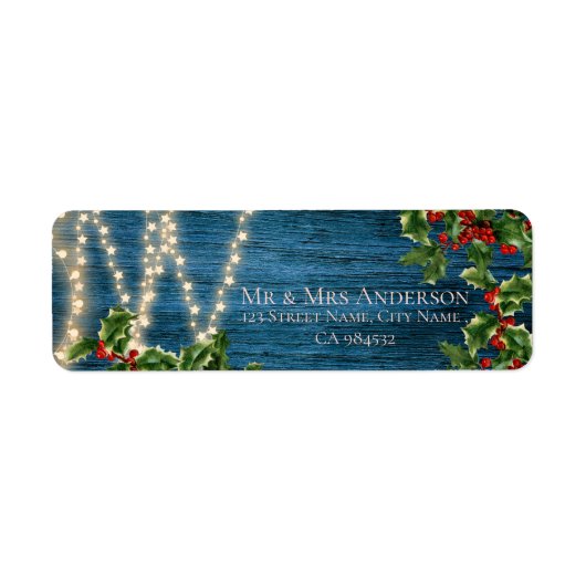 Rustic Blue Wood Lights Weihnachtsansprache (Vorne)