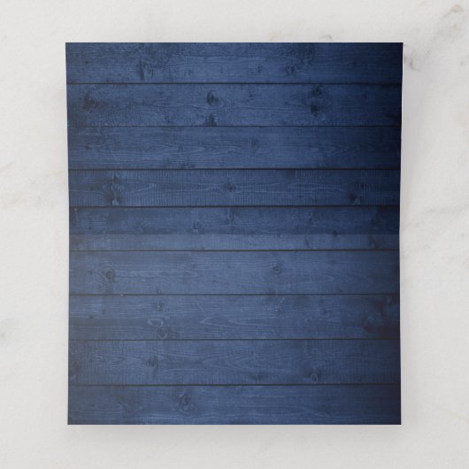 Rustic Blue Wood Mason Jar Lights Lace Wedding Platzkarte (Innenseite Aufgefaltet)