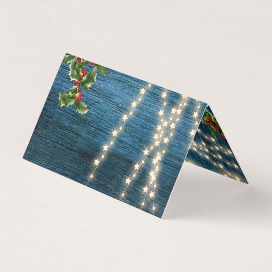 Rustic Blue Wood Monogram Lights Christmas (Rückseite)