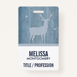 Rustic Blue Wood Rentier Country Weihnachten Ausweis