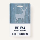 Rustic Blue Wood Rentier Country Weihnachten Ausweis (Rückseite)
