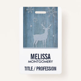 Rustic Blue Wood Rentier Country Weihnachten Ausweis