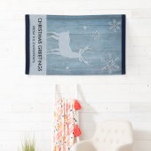 Rustic Blue Wood Rentier Country Weihnachten Banner (Insitu)