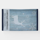 Rustic Blue Wood Rentier Country Weihnachten Banner (Horizontal)