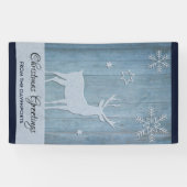 Rustic Blue Wood Rentier Country Weihnachten Banner (Horizontal)