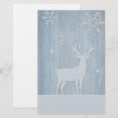 Rustic Blue Wood Rentier Country Weihnachten Briefpapier (Vorne/Hinten)