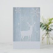 Rustic Blue Wood Rentier Country Weihnachten Briefpapier (Stehend Vorderseite)