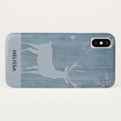 Rustic Blue Wood Rentier Country Weihnachten Case-Mate iPhone Hülle (Rückseite (Horizontal))