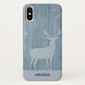 Rustic Blue Wood Rentier Country Weihnachten Case-Mate iPhone Hülle (Rückseite)