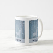 Rustic Blue Wood Rentier Country Weihnachten Kaffeetasse (VorderseiteRechts)