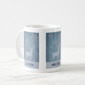 Rustic Blue Wood Rentier Country Weihnachten Kaffeetasse (Vorderseite Links)