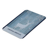Rustic Blue Wood Rentier Country Weihnachten Magnet (Linke Seite)