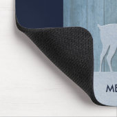 Rustic Blue Wood Rentier Country Weihnachten Mousepad (Ecke)
