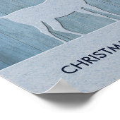 Rustic Blue Wood Rentier Country Weihnachten Poster (Ecke)