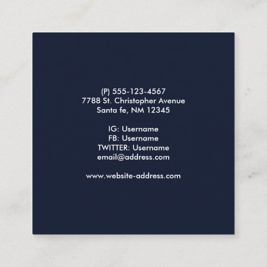 Rustic Blue Wood Rentier Country Weihnachten Quadratische Visitenkarte (Rückseite)