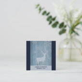 Rustic Blue Wood Rentier Country Weihnachten Quadratische Visitenkarte (Stehend Vorderseite)