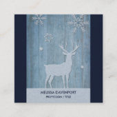 Rustic Blue Wood Rentier Country Weihnachten Quadratische Visitenkarte (Vorderseite)