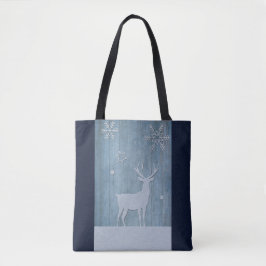 Rustic Blue Wood Rentier Country Weihnachten Tasche