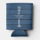 Rustic Blue Wood Seepferd Lighthouse Beach House Dosenkühler (Vorderseite)