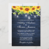 Rustic Blue Wood Sonnenblume Blumenblume Jar Light Einladung (Vorderseite)