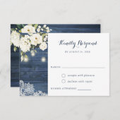Rustic Blue Wood Spitzen White Floral Mason Jar UA Einladung (Vorne/Hinten)