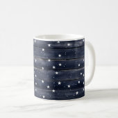 Rustic Blue Wood Stars Kaffeetasse (VorderseiteRechts)